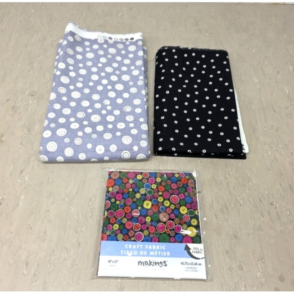 Vintage Button Print Cotton Fabric Lot Benartex Quilting Treasures 3.25 Yds